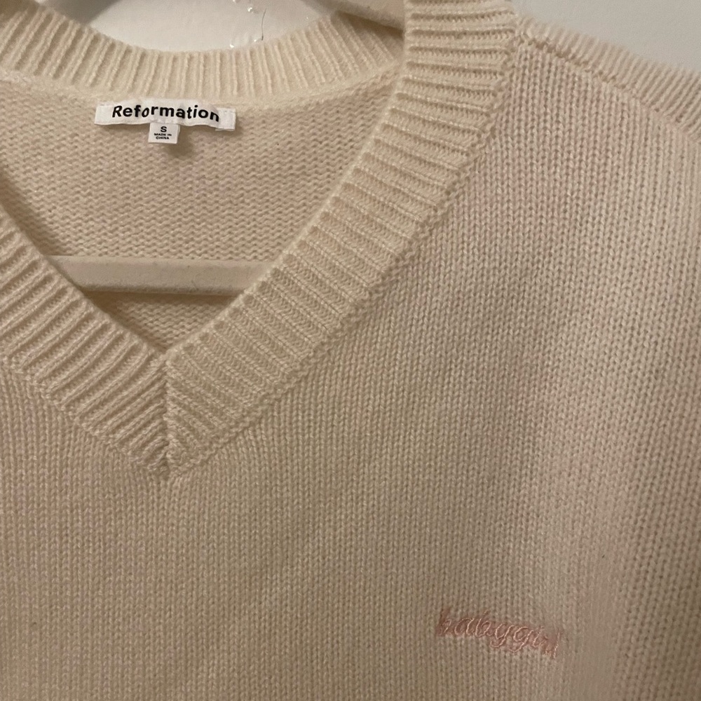 Reformation Cropped Cashmere “baby girl” Sweater